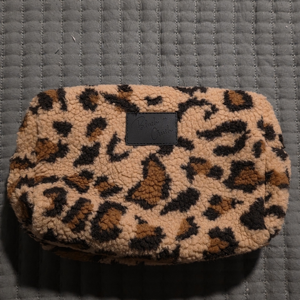 Blush Crush Leopard Print Fuzzy Makeup Bag